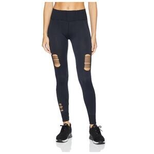 SPLENDID Ripped Seamless Leggings Seamless High Rise Ankle Length Black Size S